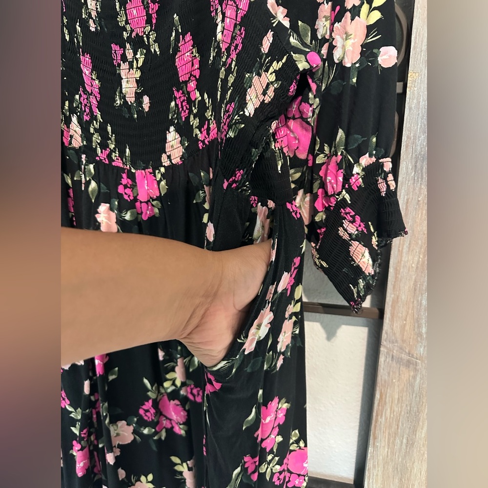 Torrid Black Dress with Pink Floral Design - Picture 6 of 6